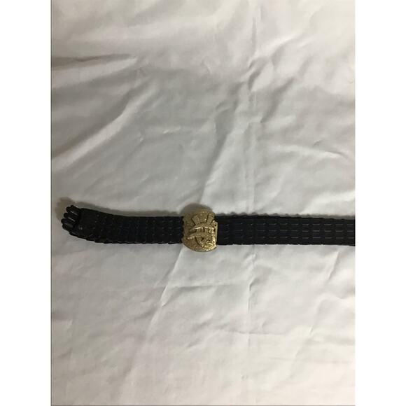 Vintage Belt Black Disco Belt Fish Scale belt with gold Buckle - Picture 5 of 8